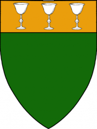 Vert, cheif or, three chalices argent in chief