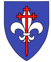 Azure, the cross of vortumnus gules jessant-de-lis argent